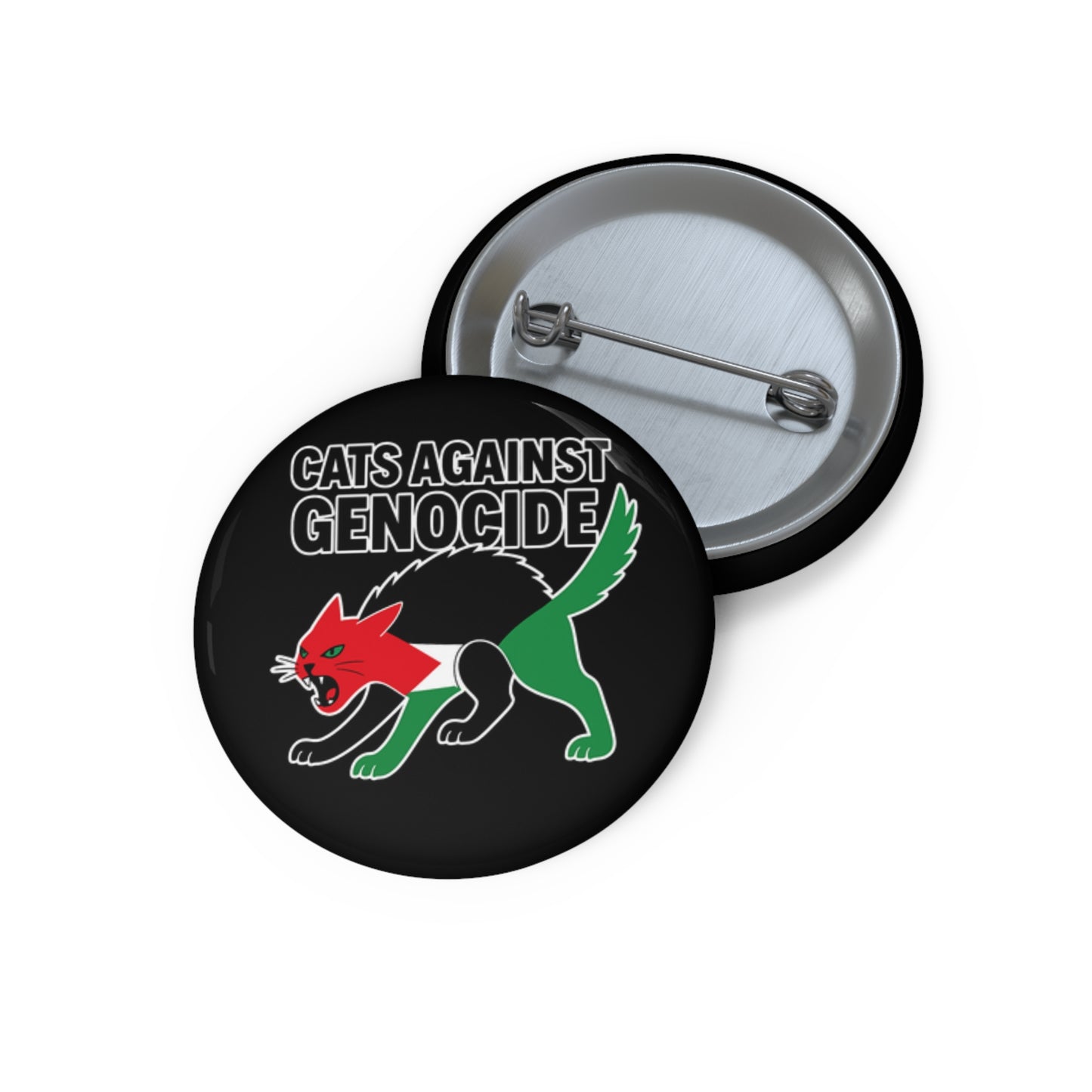 Cats Against Genocide Pin Button Activist Cat Badge