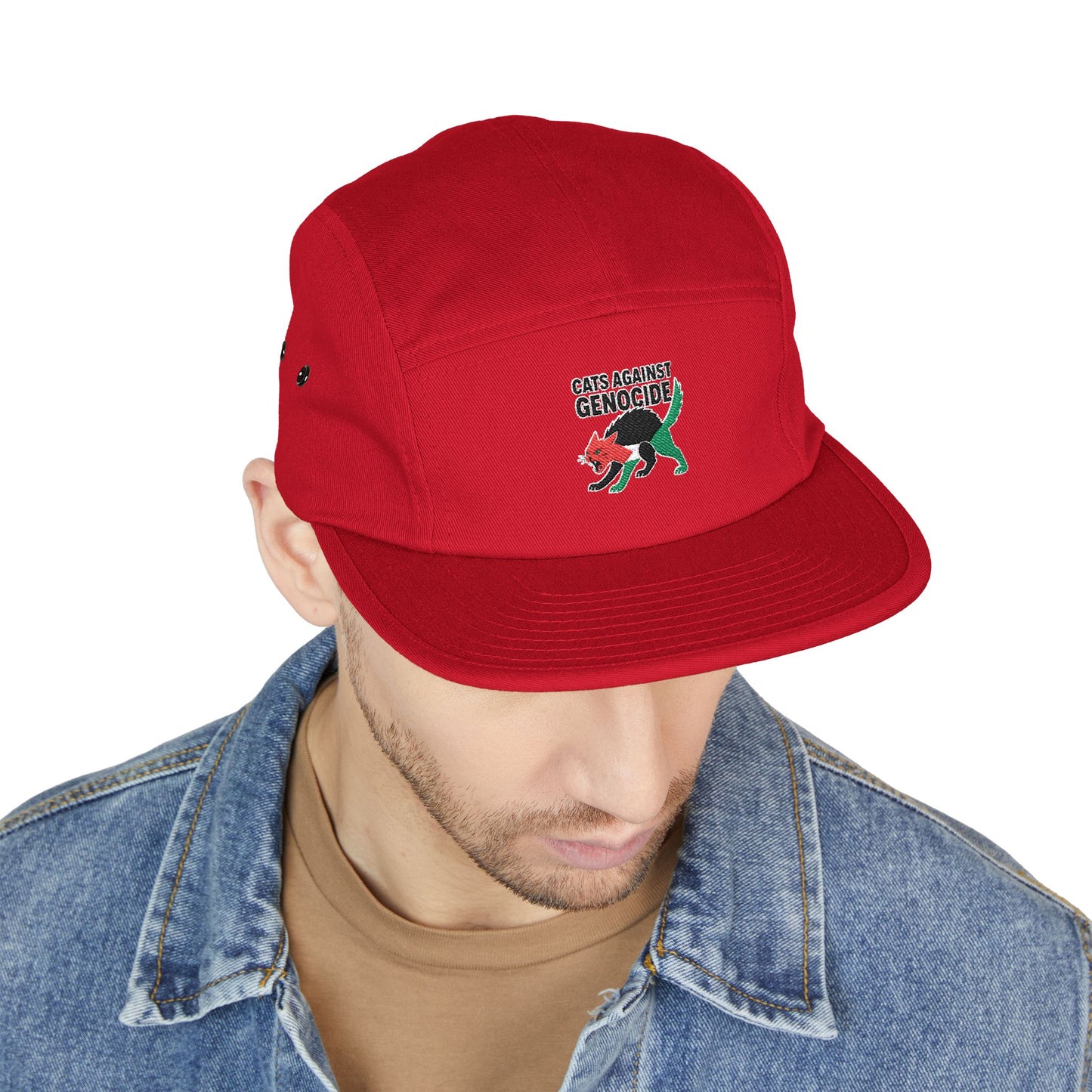 Embroidered 'Cats Against Genocide' Dino 5-Panel Cap