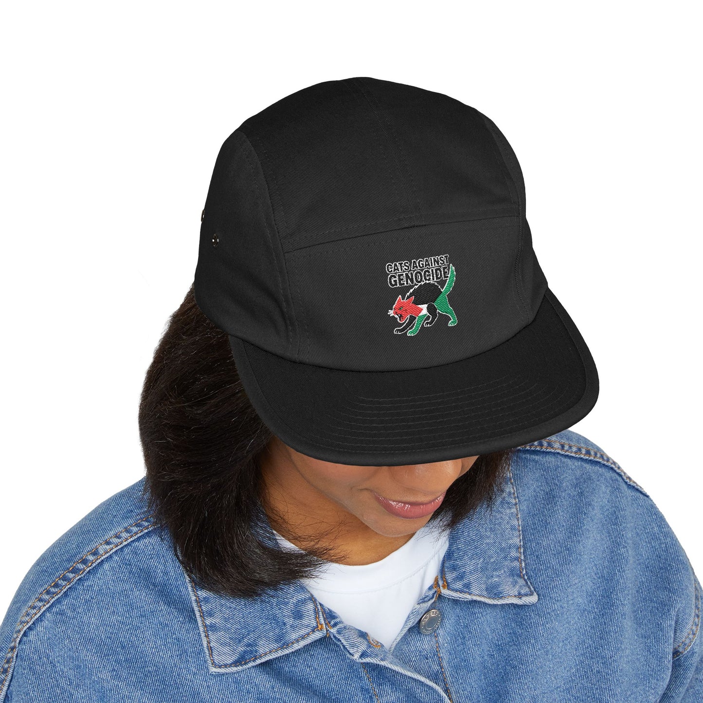 Embroidered 'Cats Against Genocide' Dino 5-Panel Cap