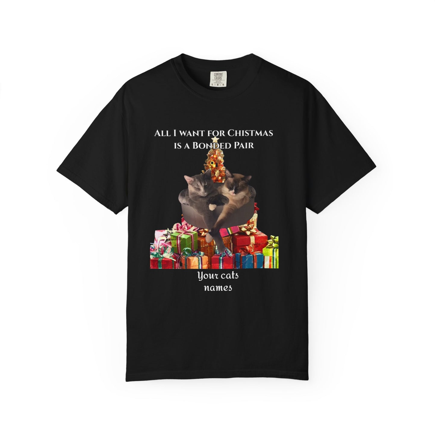 Christmas Cat Shirt — Personalizable Bonded Pair Photo Tee