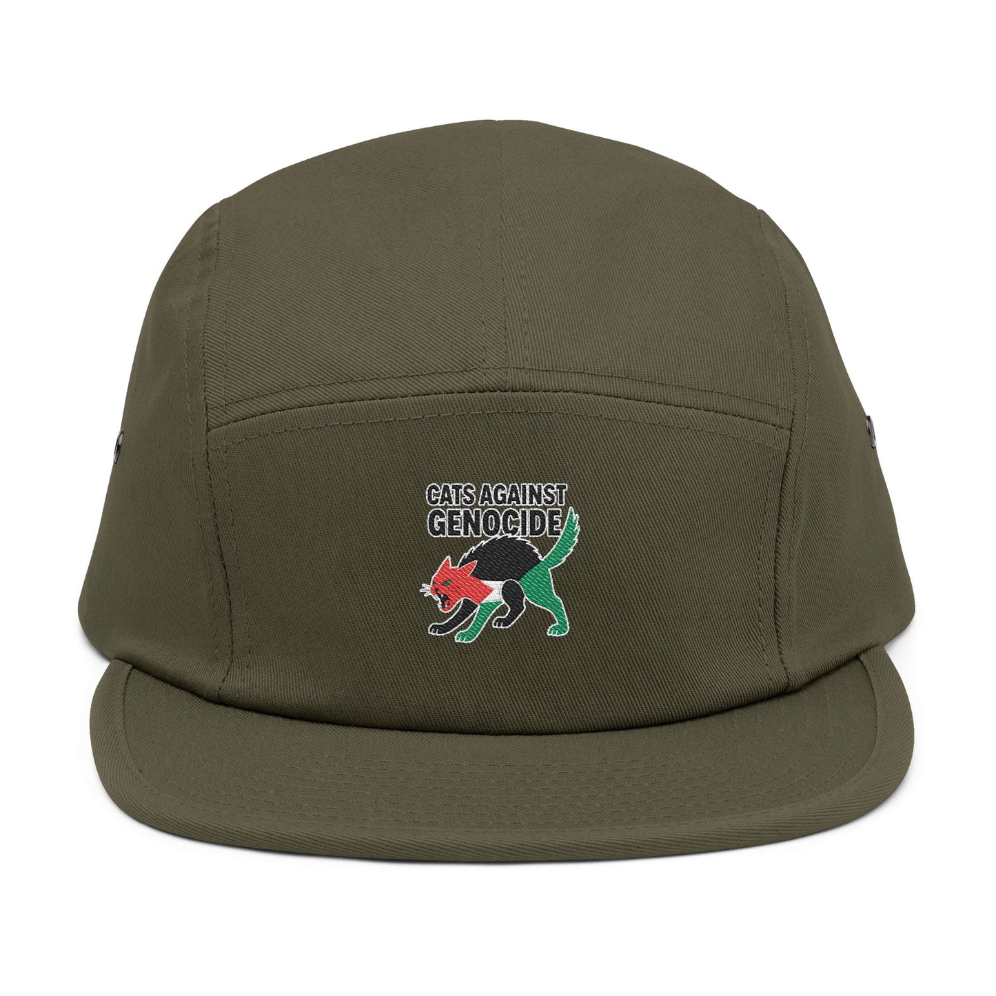 Embroidered 'Cats Against Genocide' Dino 5-Panel Cap