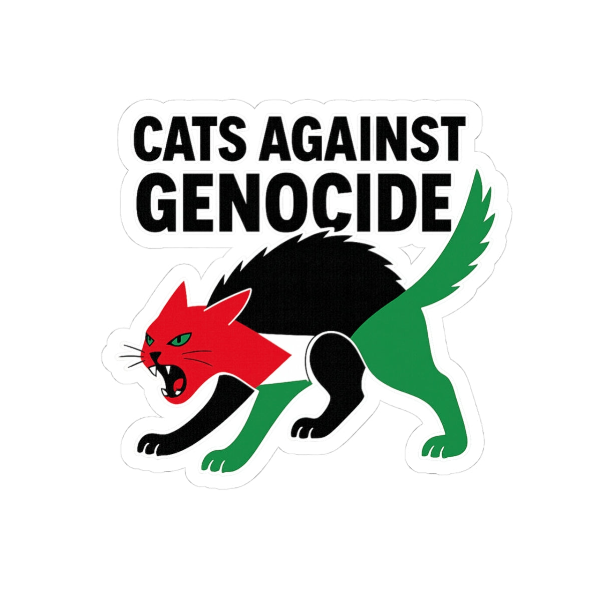 Cats Against Genocide Kiss-Cut Stickers | Protest Art Decal for Activism, Cat Lovers, Unique Laptop Stickers, Gift for Allies