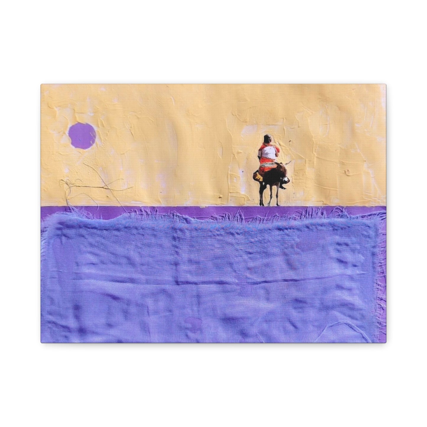 Sudan Desert Rider Canvas Print  Minimalist Purple & Sand Stretched Wall Art