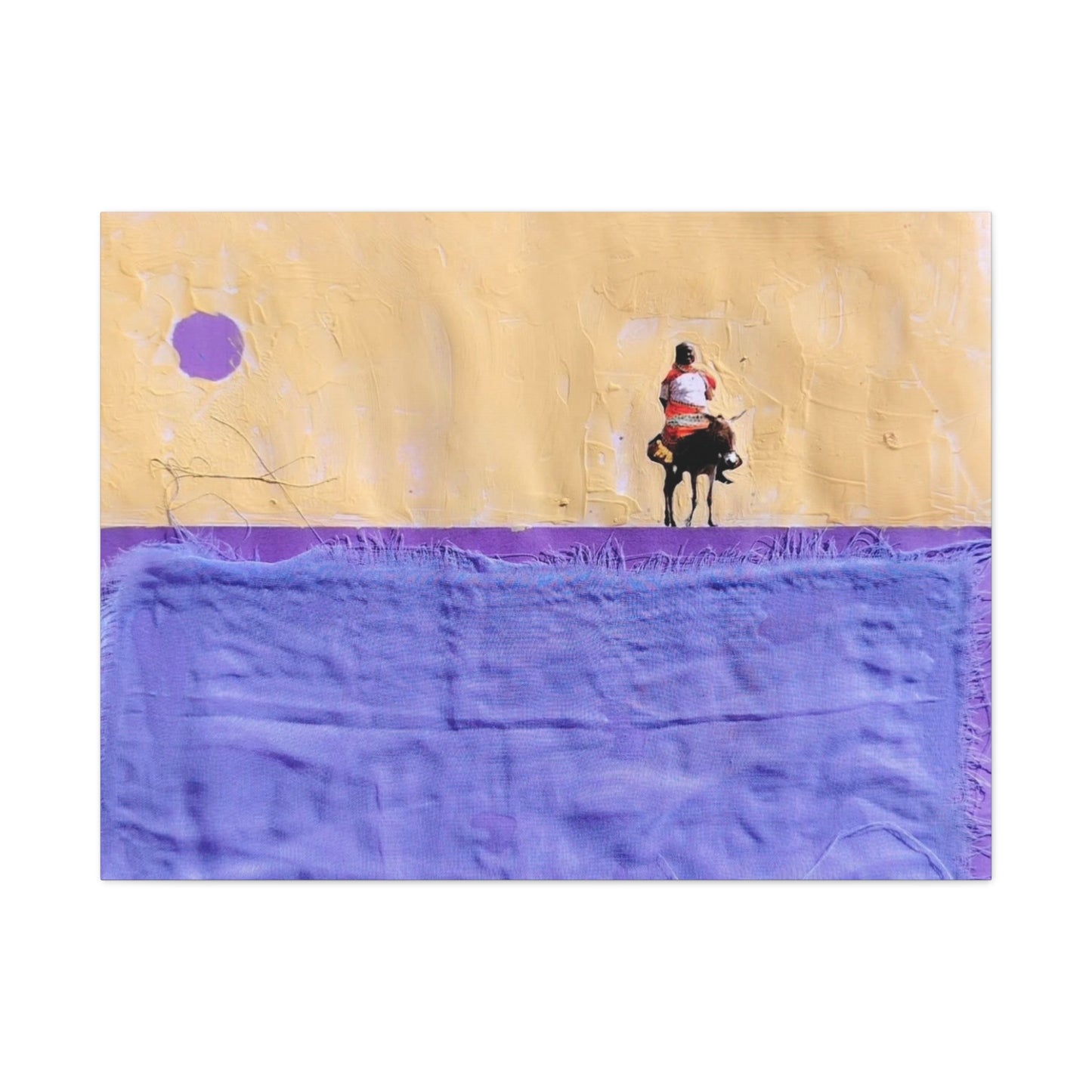 Sudan Desert Rider Canvas Print  Minimalist Purple & Sand Stretched Wall Art