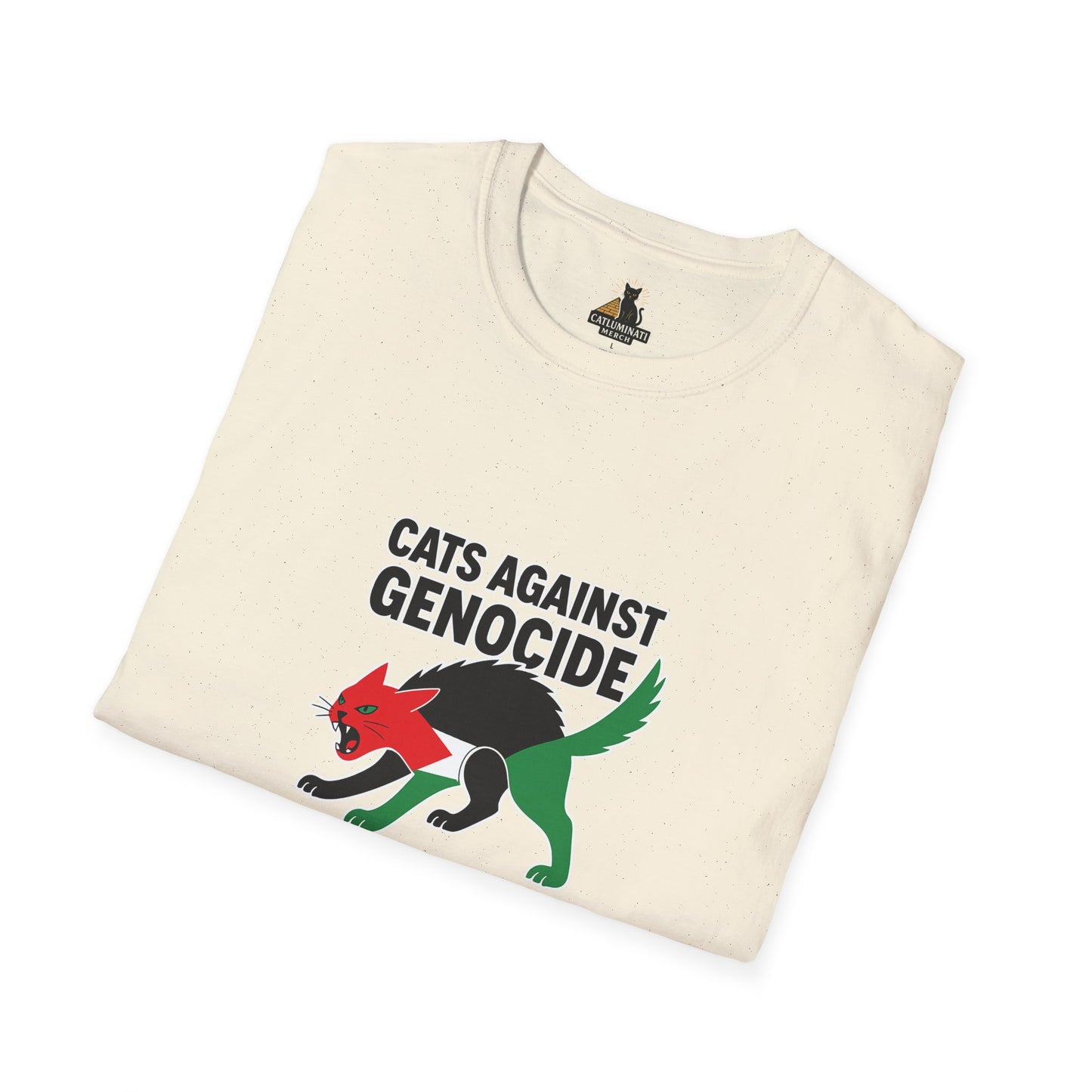 Cats Against Genocide Unisex Softstyle T-Shirt, Casual Tee, Statement Shirt, Gift for Activists, Cat Lovers, Eco-Friendly Apparel