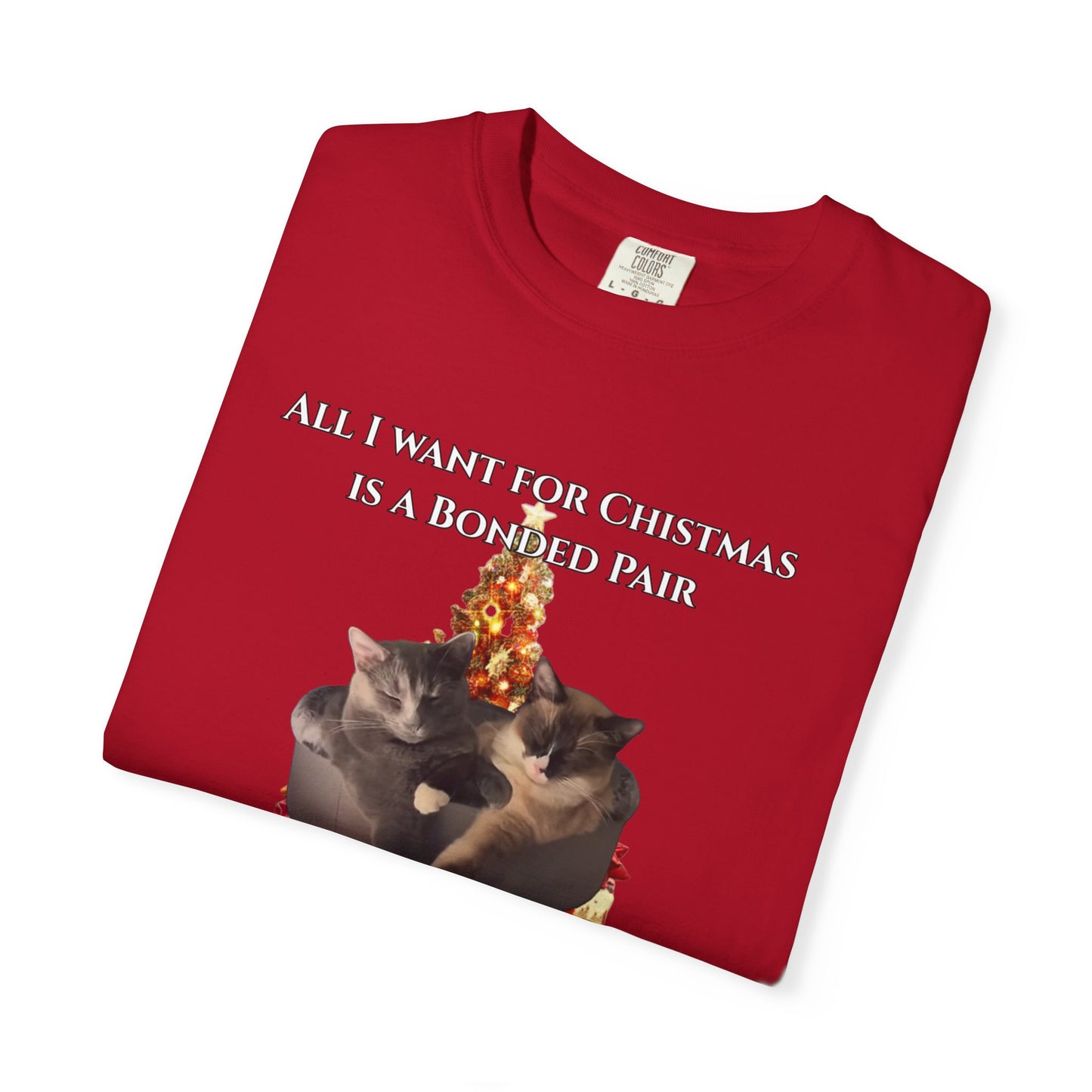Christmas Cat Shirt — Personalizable Bonded Pair Photo Tee