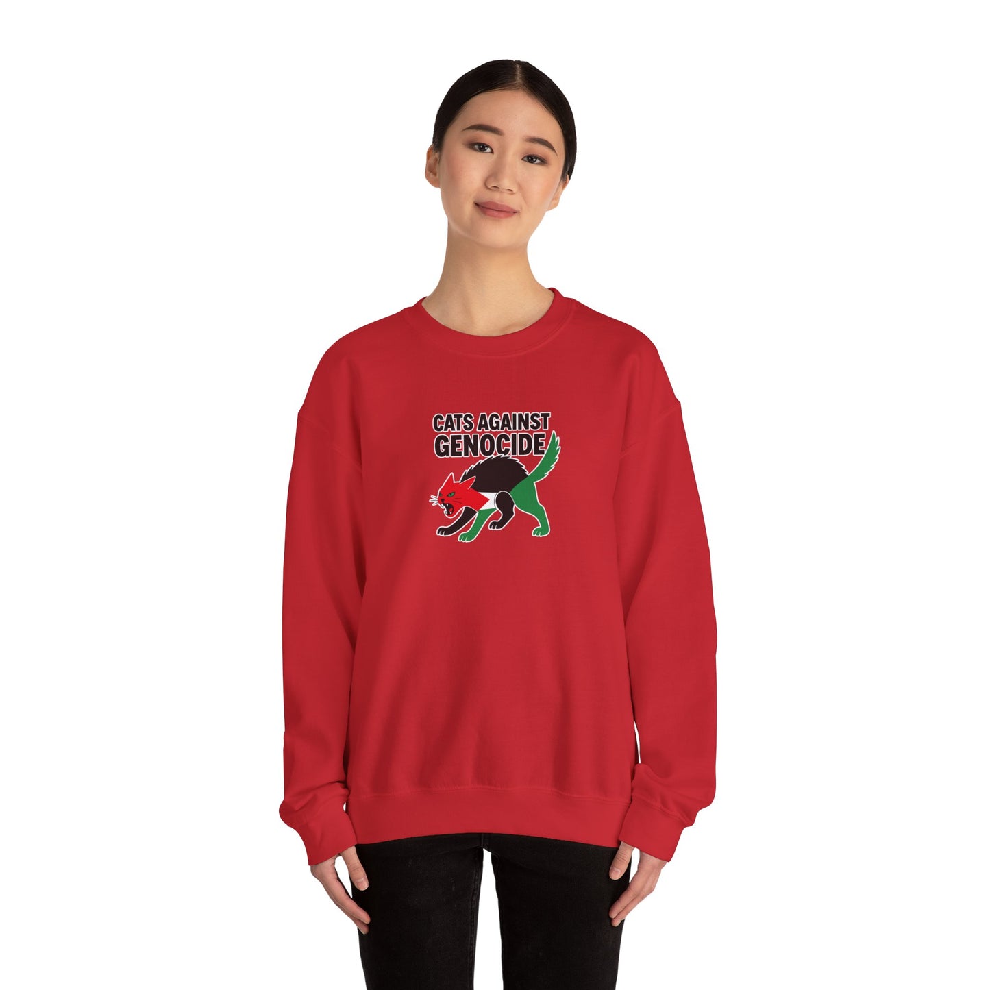Cats Against Genocide Sweatshirt - Unisex Heavy Blend Crewneck, Cozy Gift, Eco-Friendly Fashion, Animal Rights Apparel, Casual Wear, [...]