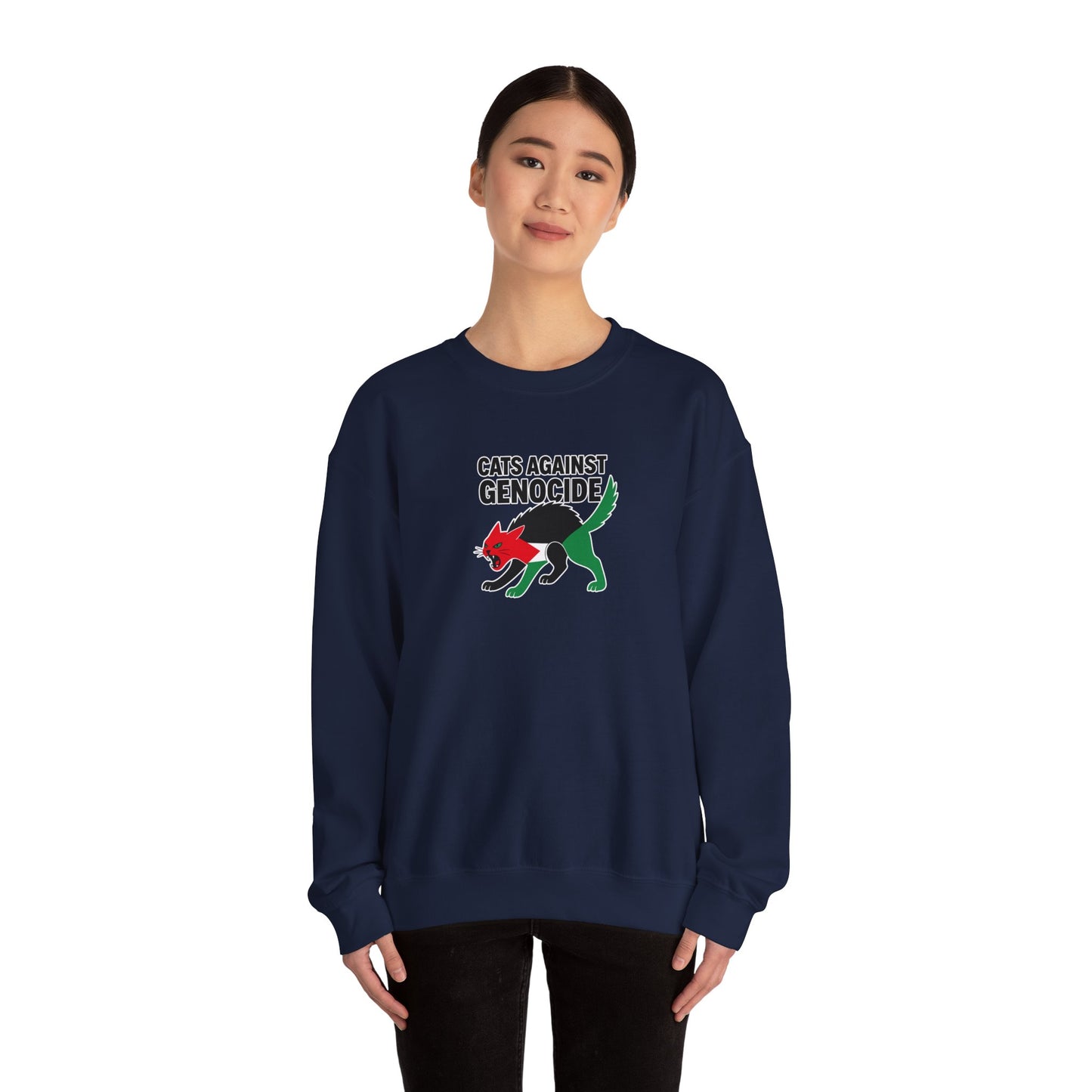 Cats Against Genocide Sweatshirt - Unisex Heavy Blend Crewneck, Cozy Gift, Eco-Friendly Fashion, Animal Rights Apparel, Casual Wear, [...]