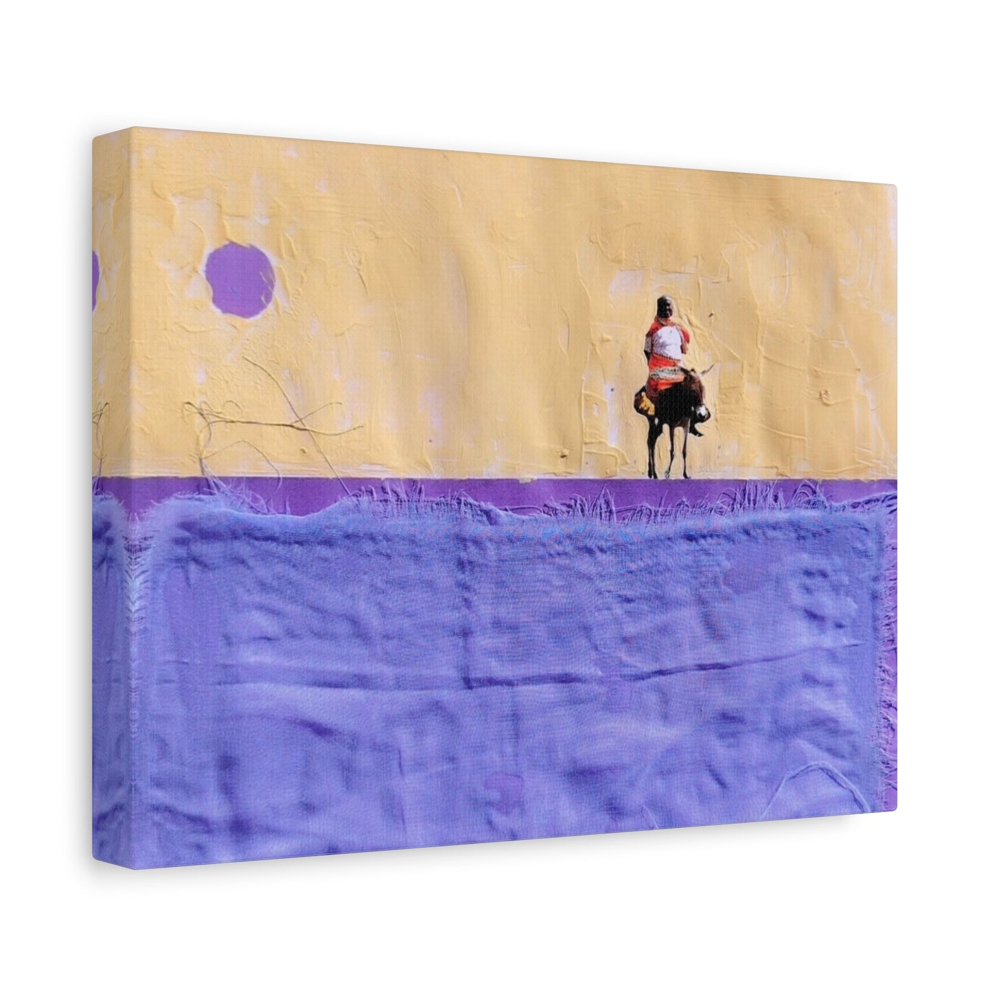 Sudan Desert Rider Canvas Print  Minimalist Purple & Sand Stretched Wall Art