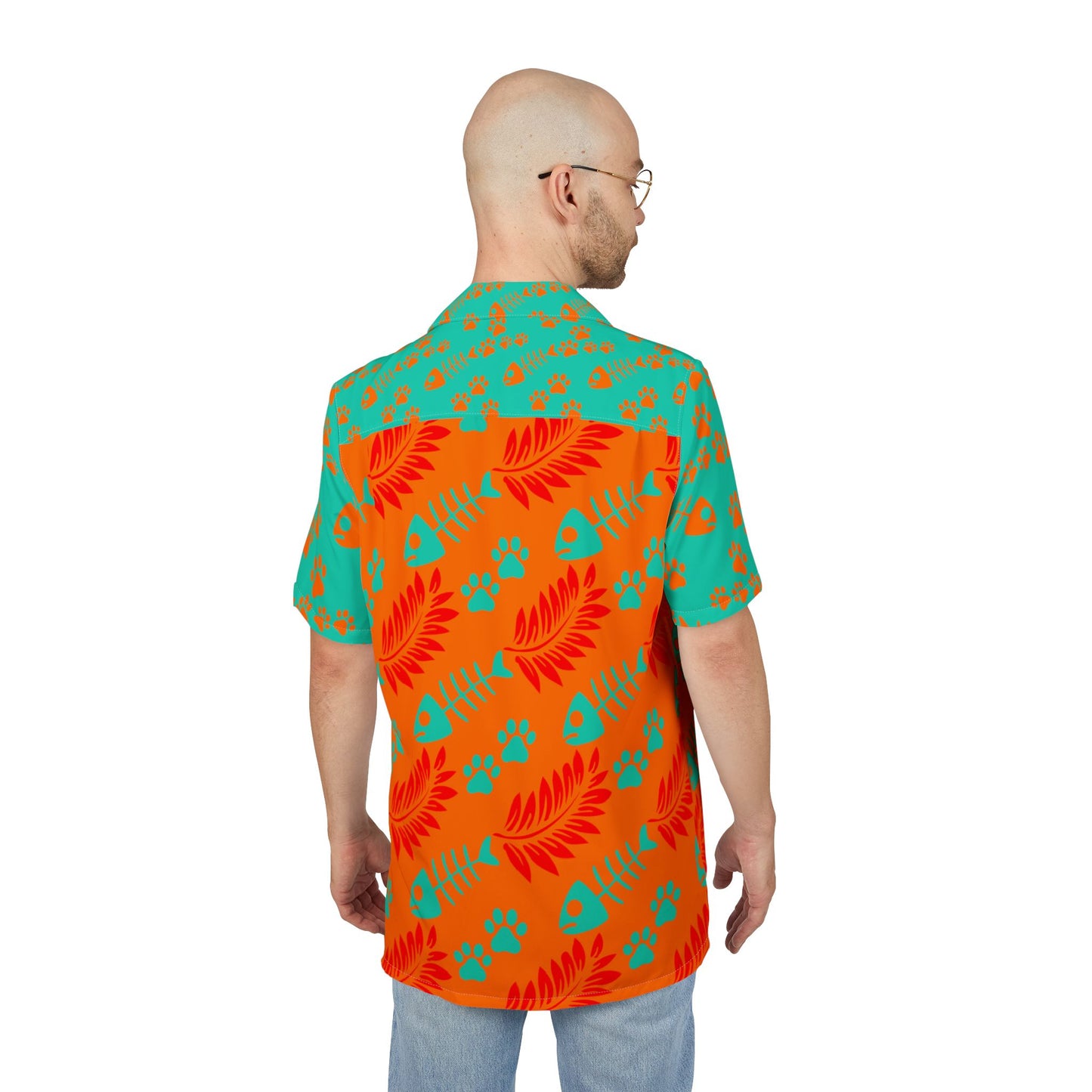 Hawaiian Cat Shirt (No pocket cat) — Tropical Cat Print Button-Down