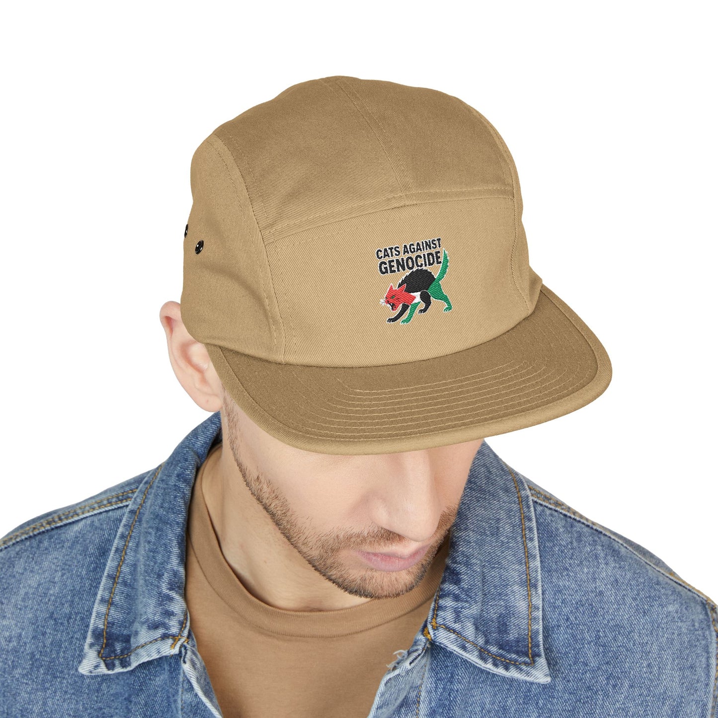 Embroidered 'Cats Against Genocide' Dino 5-Panel Cap