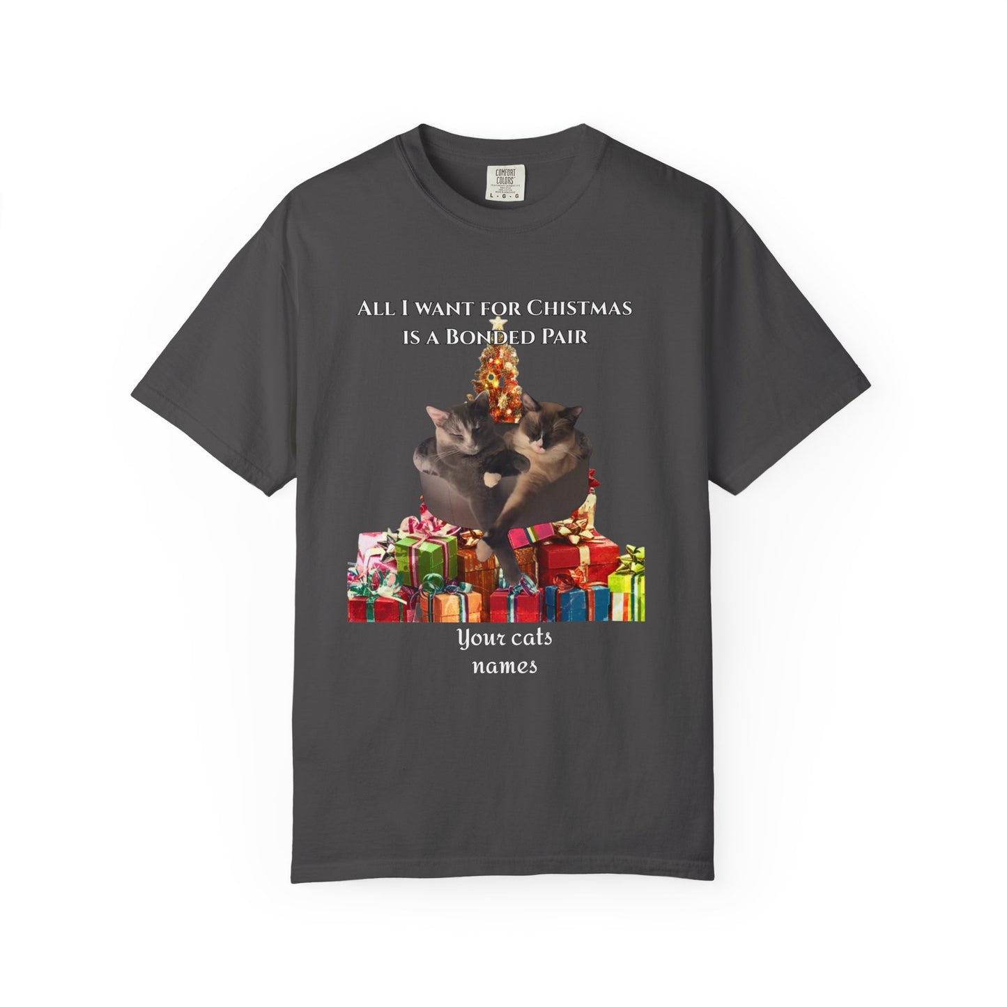Christmas Cat Shirt — Personalizable Bonded Pair Photo Tee