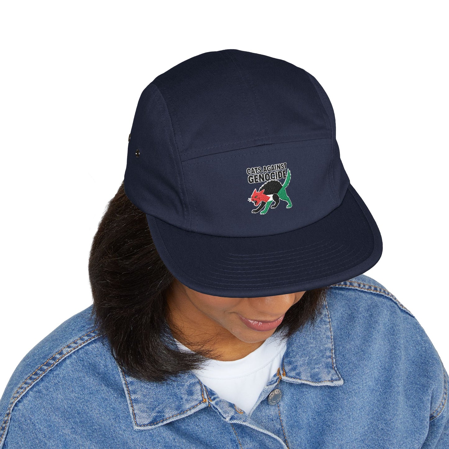 Embroidered 'Cats Against Genocide' Dino 5-Panel Cap