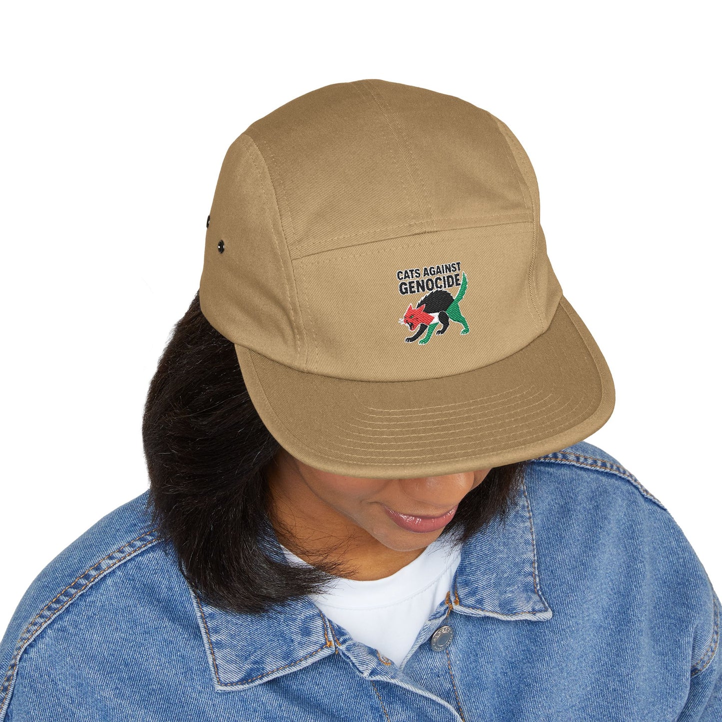 Embroidered 'Cats Against Genocide' Dino 5-Panel Cap