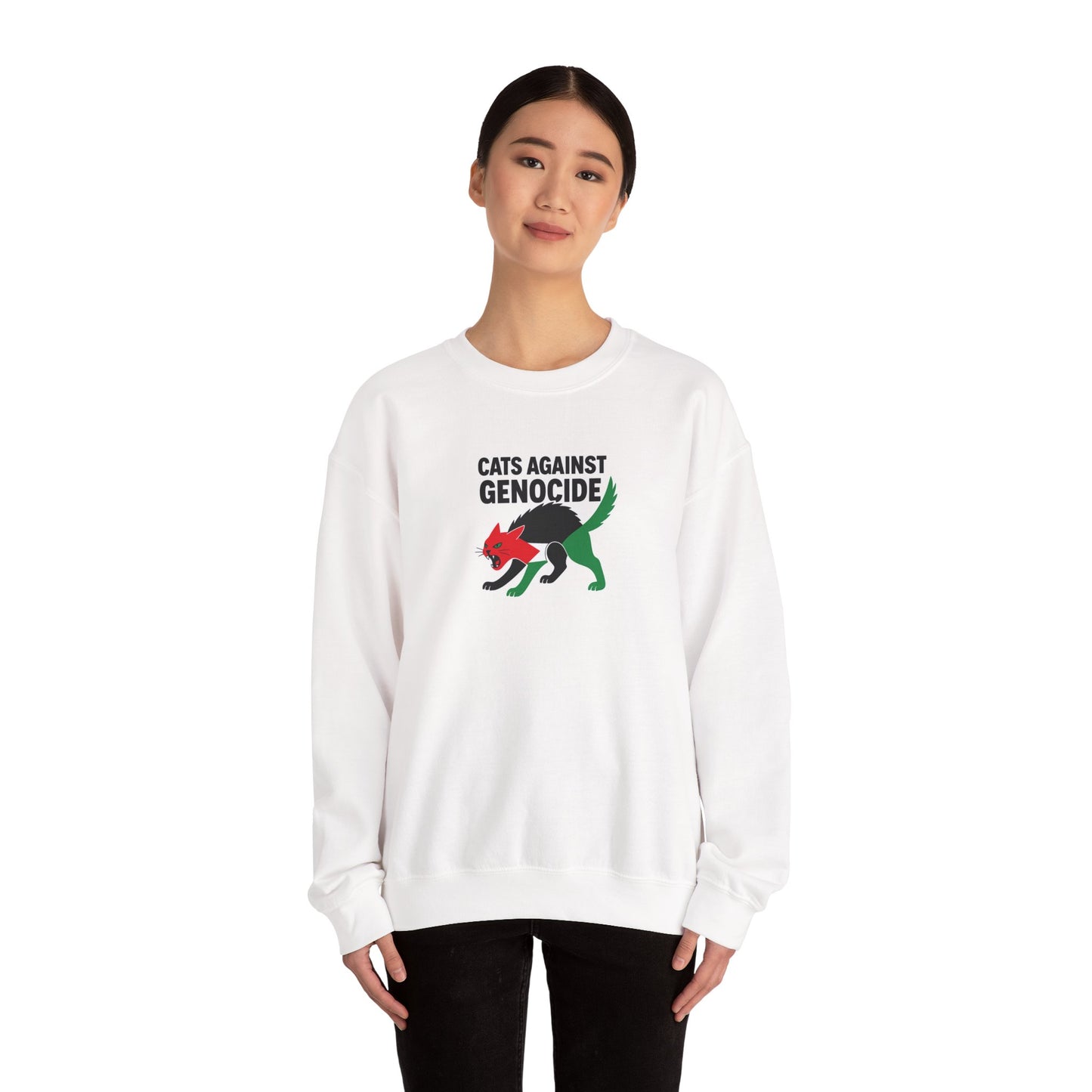 Cats Against Genocide Sweatshirt - Unisex Heavy Blend Crewneck, Cozy Gift, Eco-Friendly Fashion, Animal Rights Apparel, Casual Wear, [...]