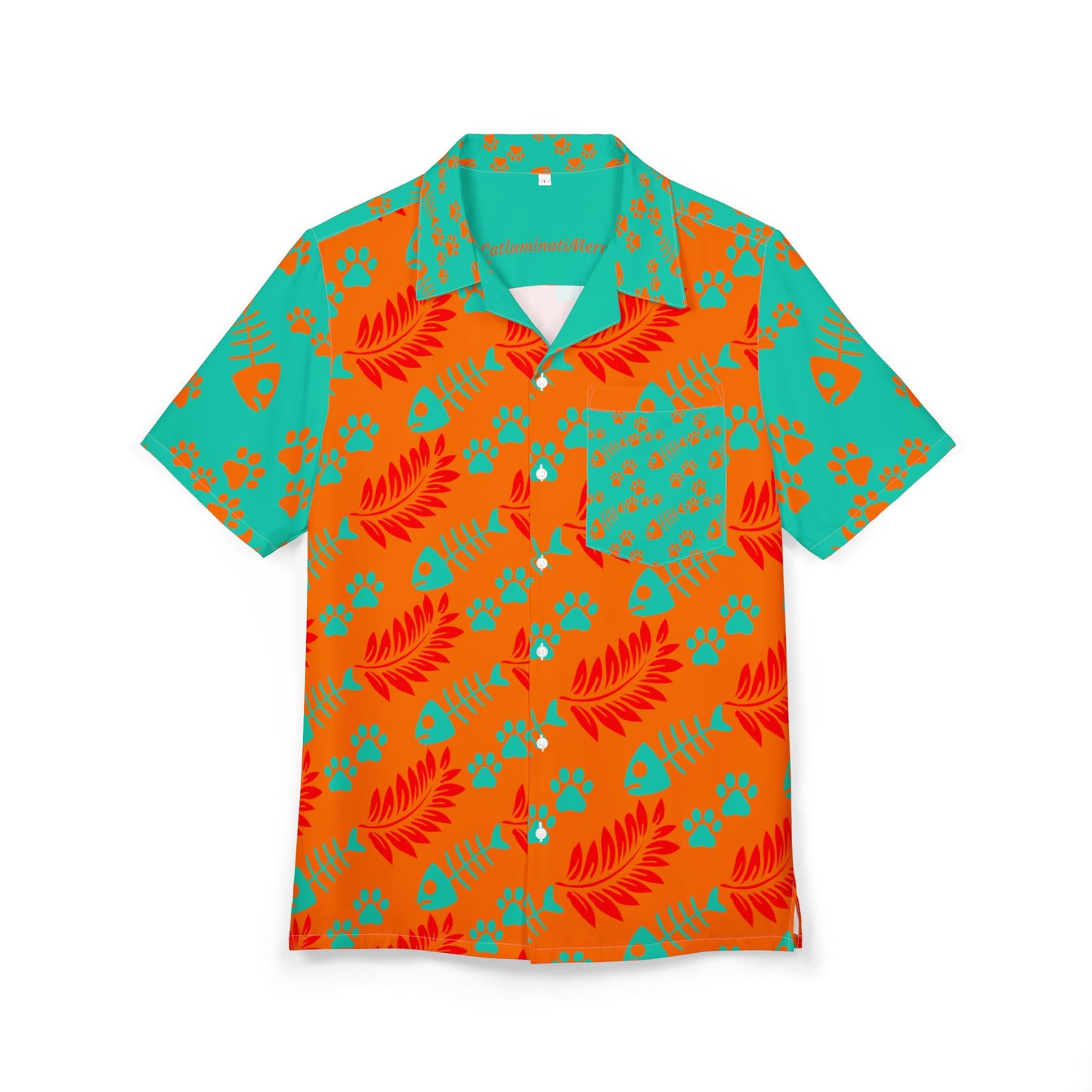 Hawaiian Cat Shirt (No pocket cat) — Tropical Cat Print Button-Down