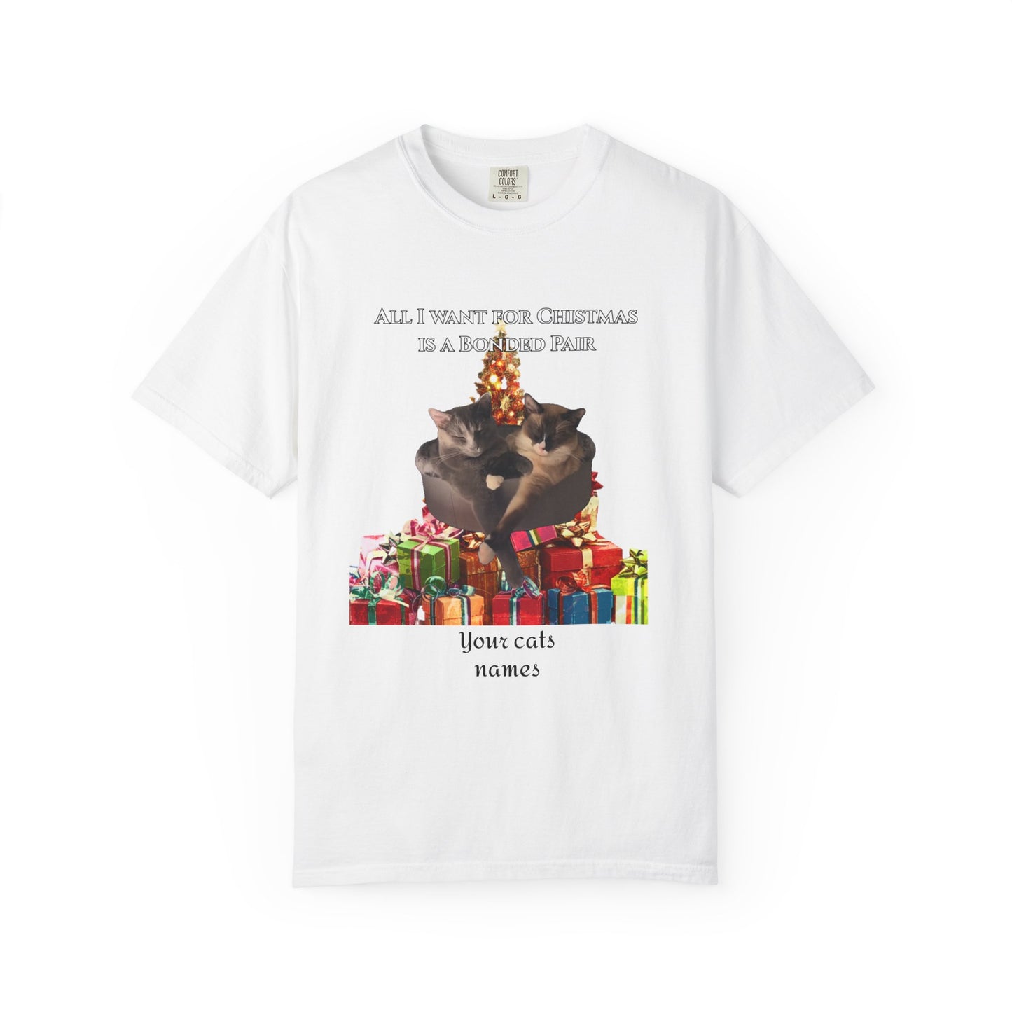 Christmas Cat Shirt — Personalizable Bonded Pair Photo Tee