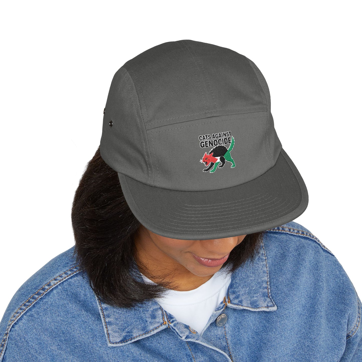 Embroidered 'Cats Against Genocide' Dino 5-Panel Cap