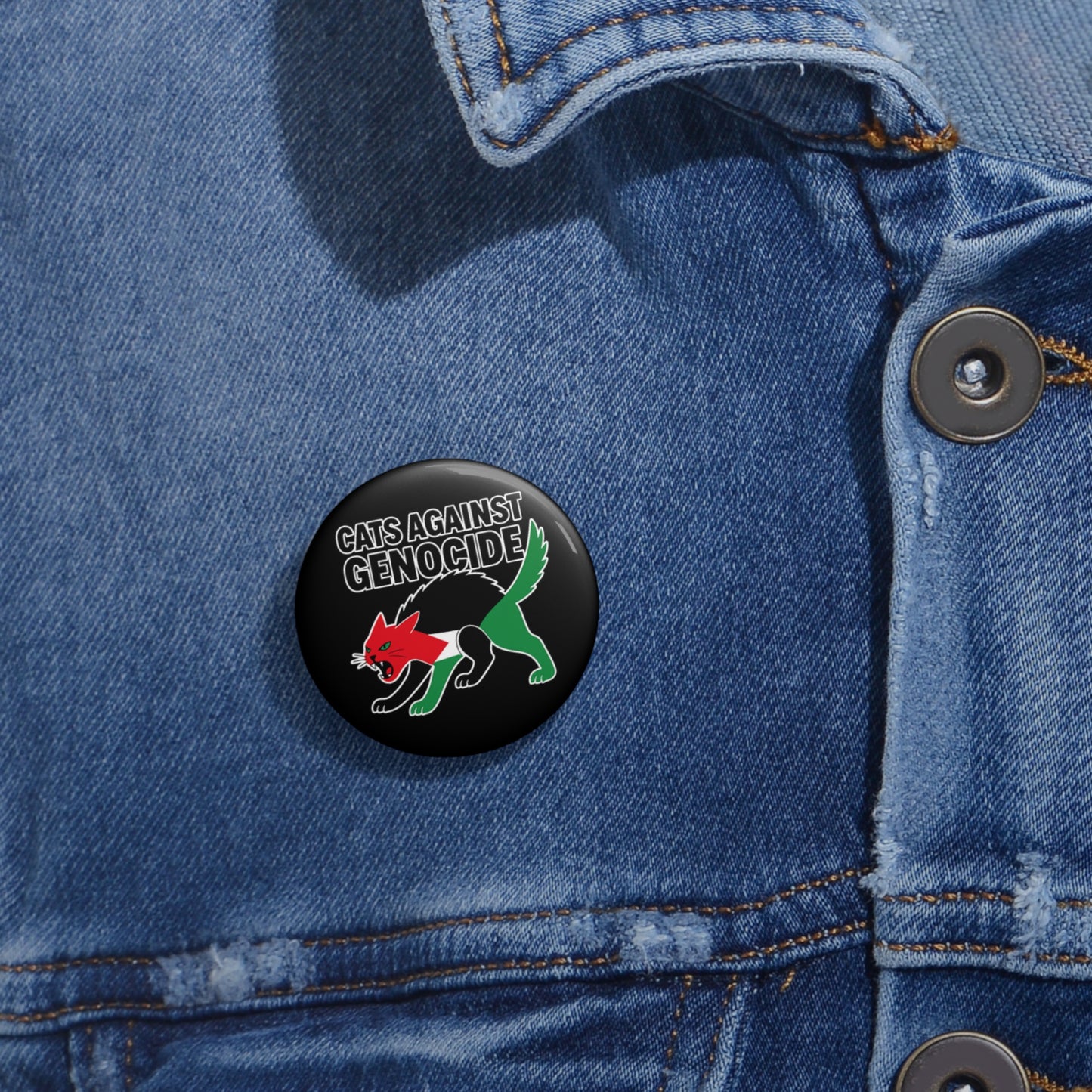 Cats Against Genocide Pin Button Activist Cat Badge