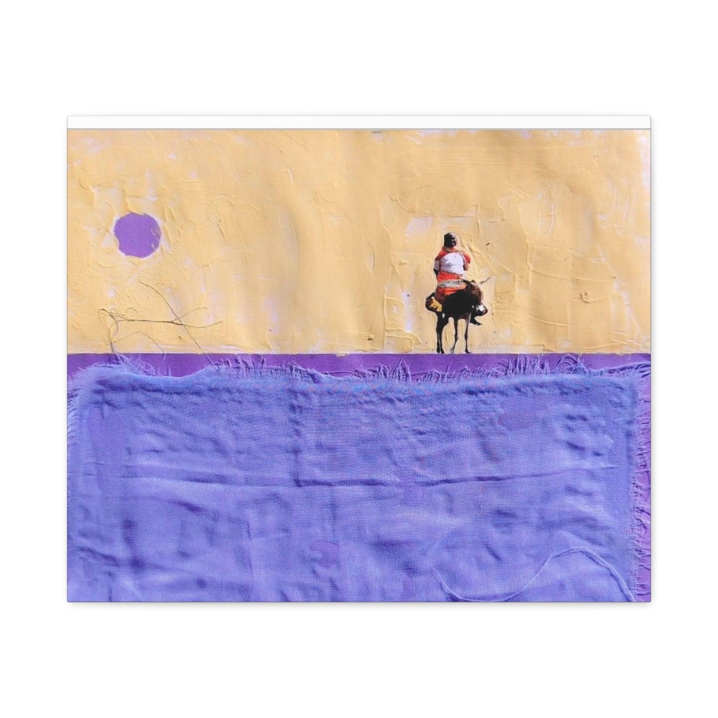 Sudan Desert Rider Canvas Print  Minimalist Purple & Sand Stretched Wall Art