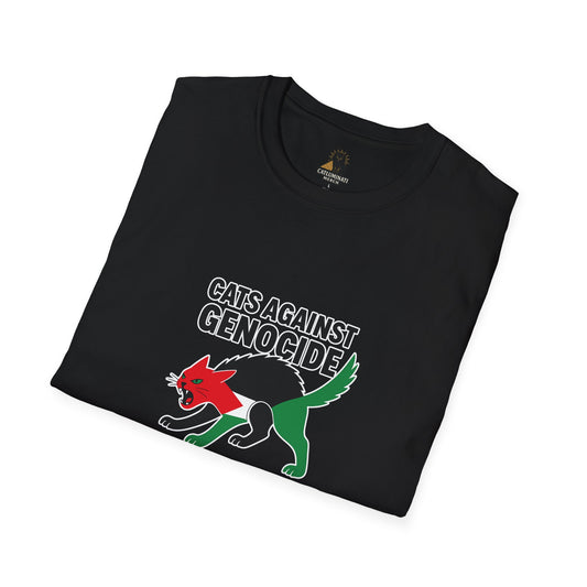 Cats Against Genocide Unisex Softstyle T-Shirt, Casual Tee, Statement Shirt, Gift for Activists, Cat Lovers, Eco-Friendly Apparel