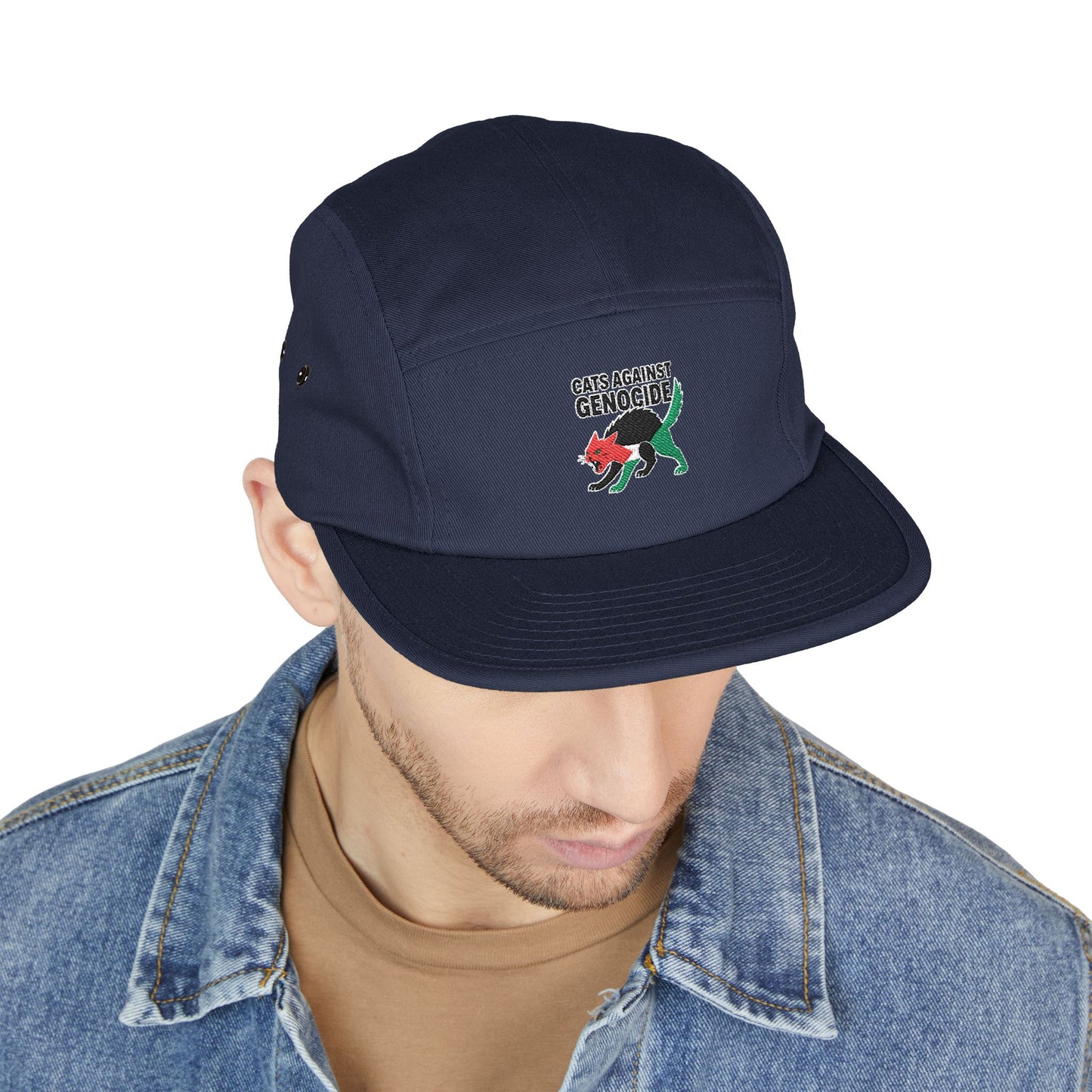 Embroidered 'Cats Against Genocide' Dino 5-Panel Cap