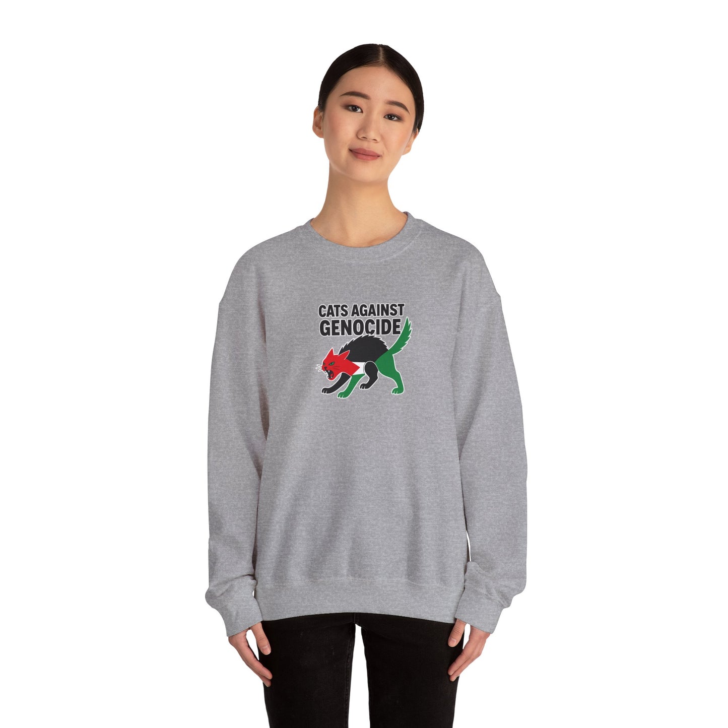 Cats Against Genocide Sweatshirt - Unisex Heavy Blend Crewneck, Cozy Gift, Eco-Friendly Fashion, Animal Rights Apparel, Casual Wear, [...]