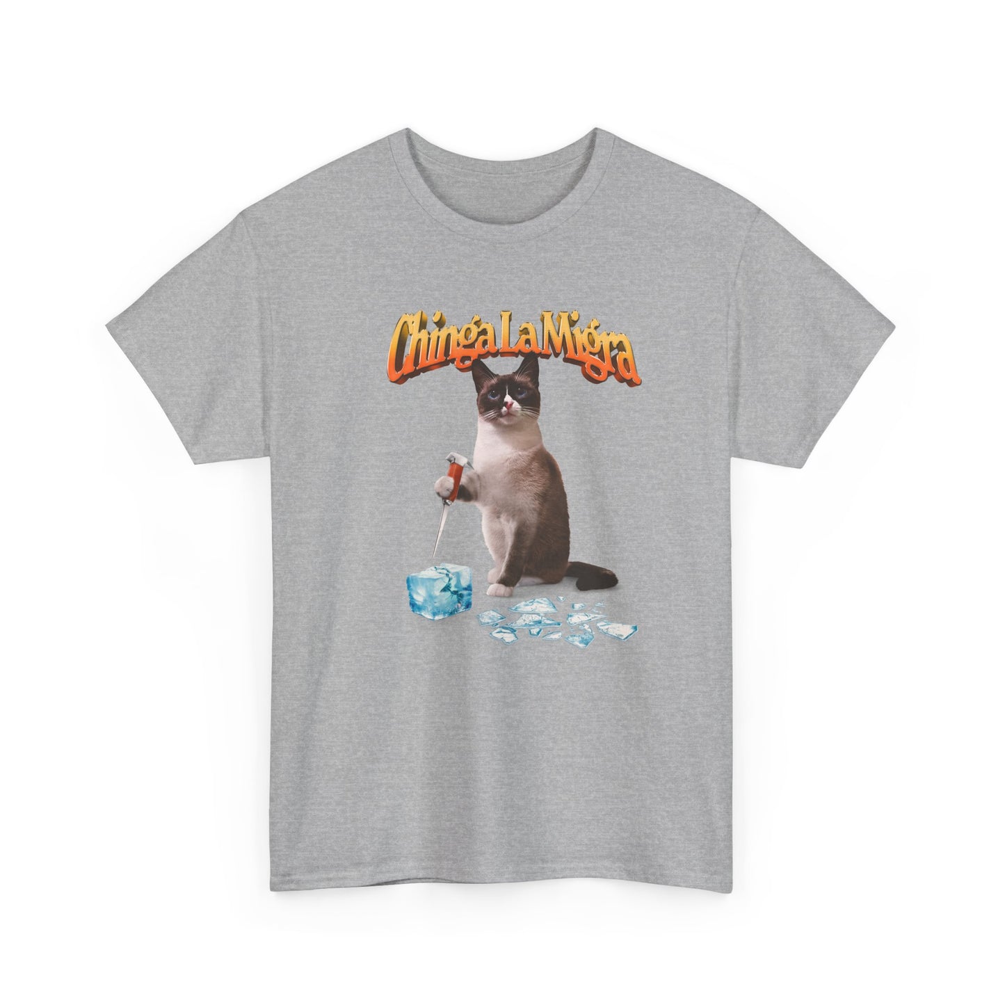 Cat Breaking Ice Tee – "Chinga la Migra" Graphic Shirt