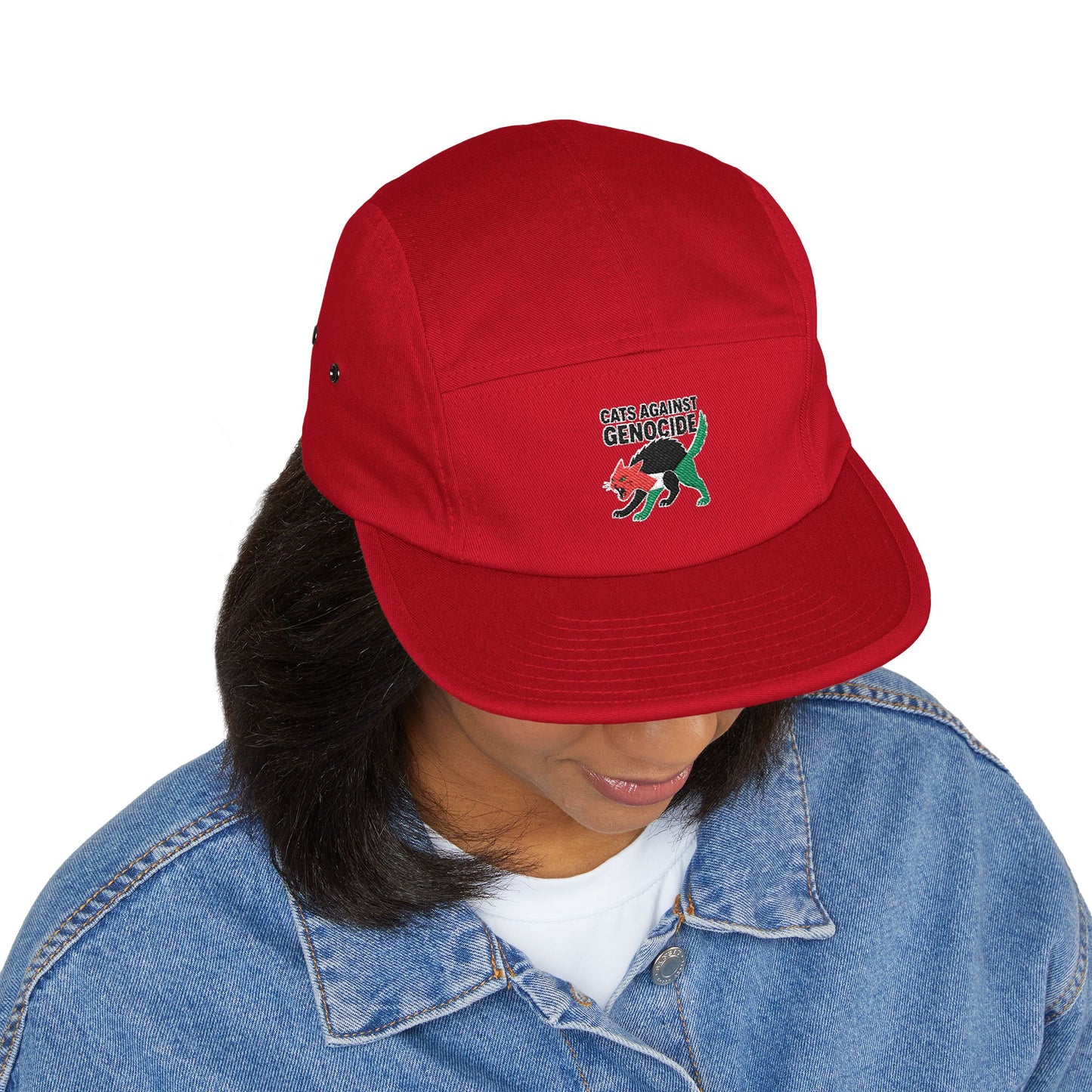 Embroidered 'Cats Against Genocide' Dino 5-Panel Cap