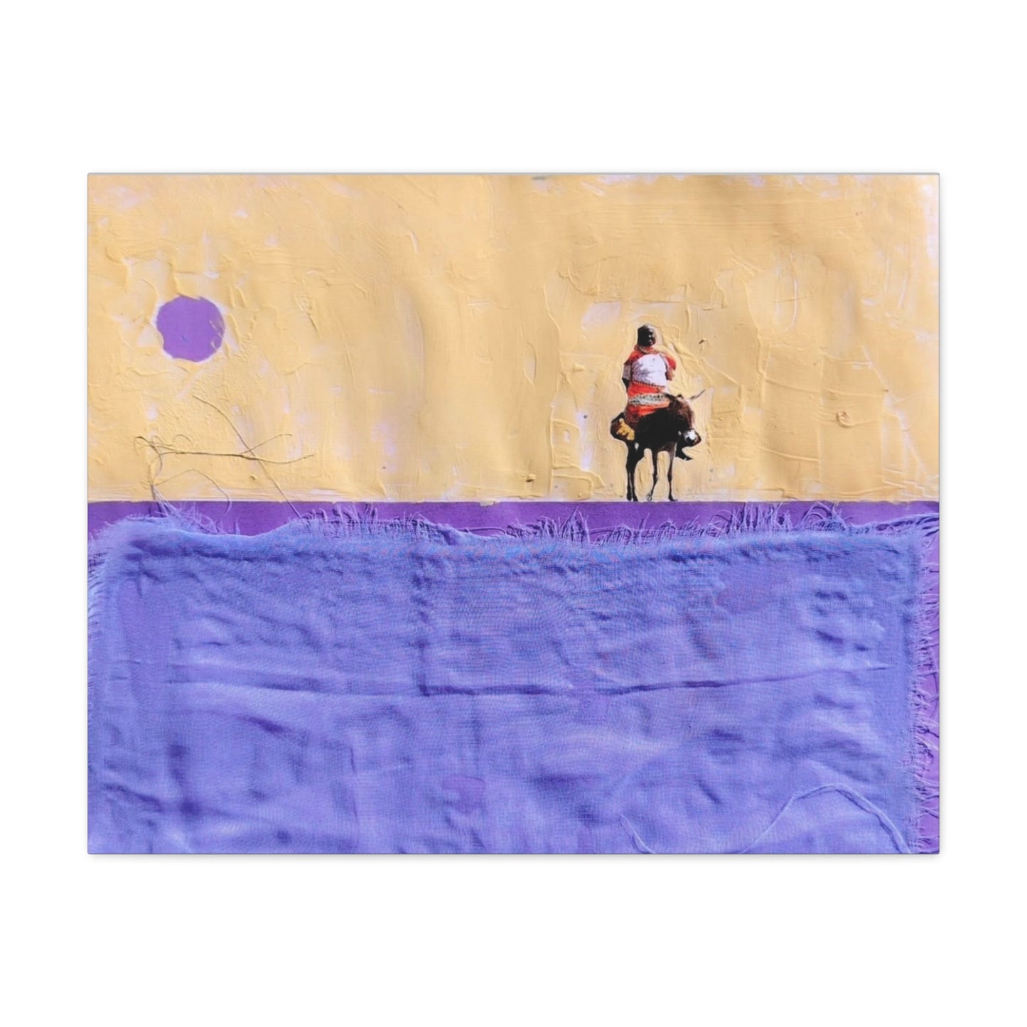 Sudan Desert Rider Canvas Print  Minimalist Purple & Sand Stretched Wall Art
