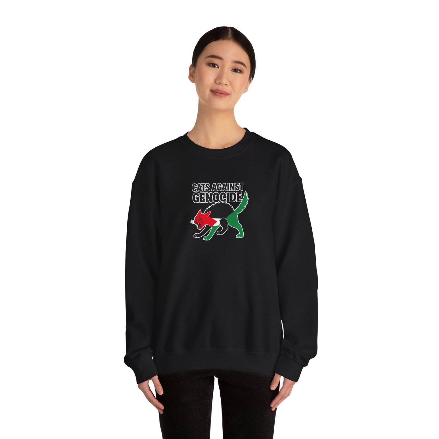 Cats Against Genocide Sweatshirt - Unisex Heavy Blend Crewneck, Cozy Gift, Eco-Friendly Fashion, Animal Rights Apparel, Casual Wear, [...]