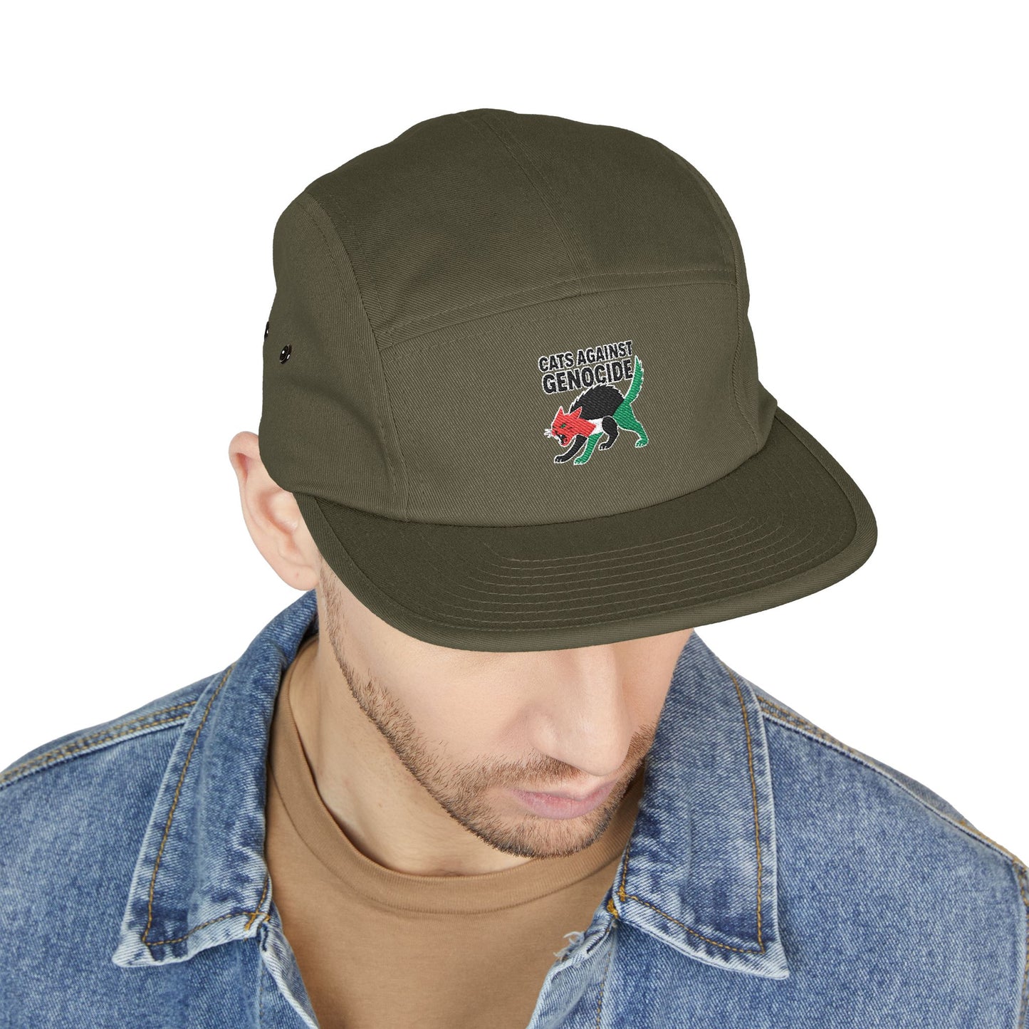 Embroidered 'Cats Against Genocide' Dino 5-Panel Cap