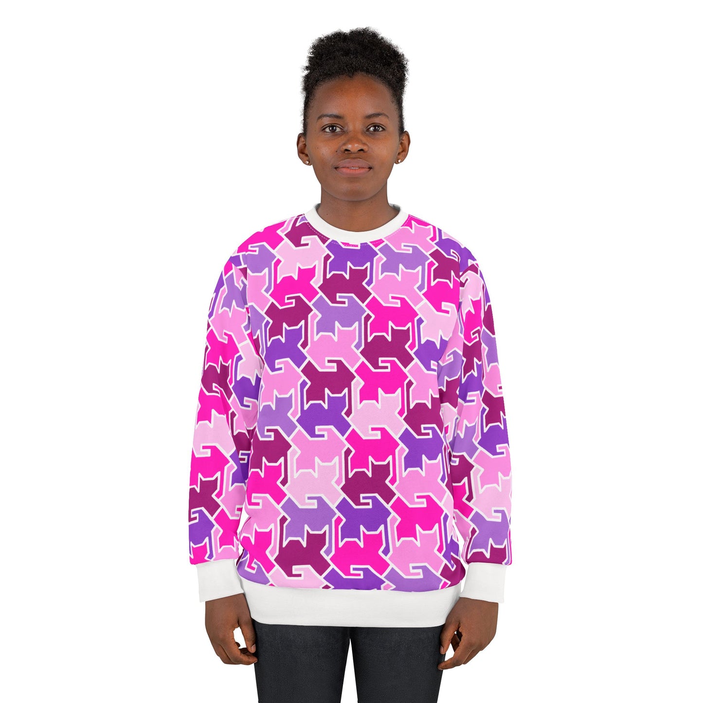 Pink Purple Kitty Camo Sweatshirt — Cute Cat Camouflage Pullover