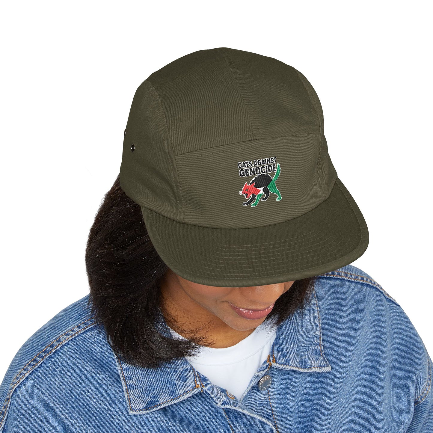 Embroidered 'Cats Against Genocide' Dino 5-Panel Cap