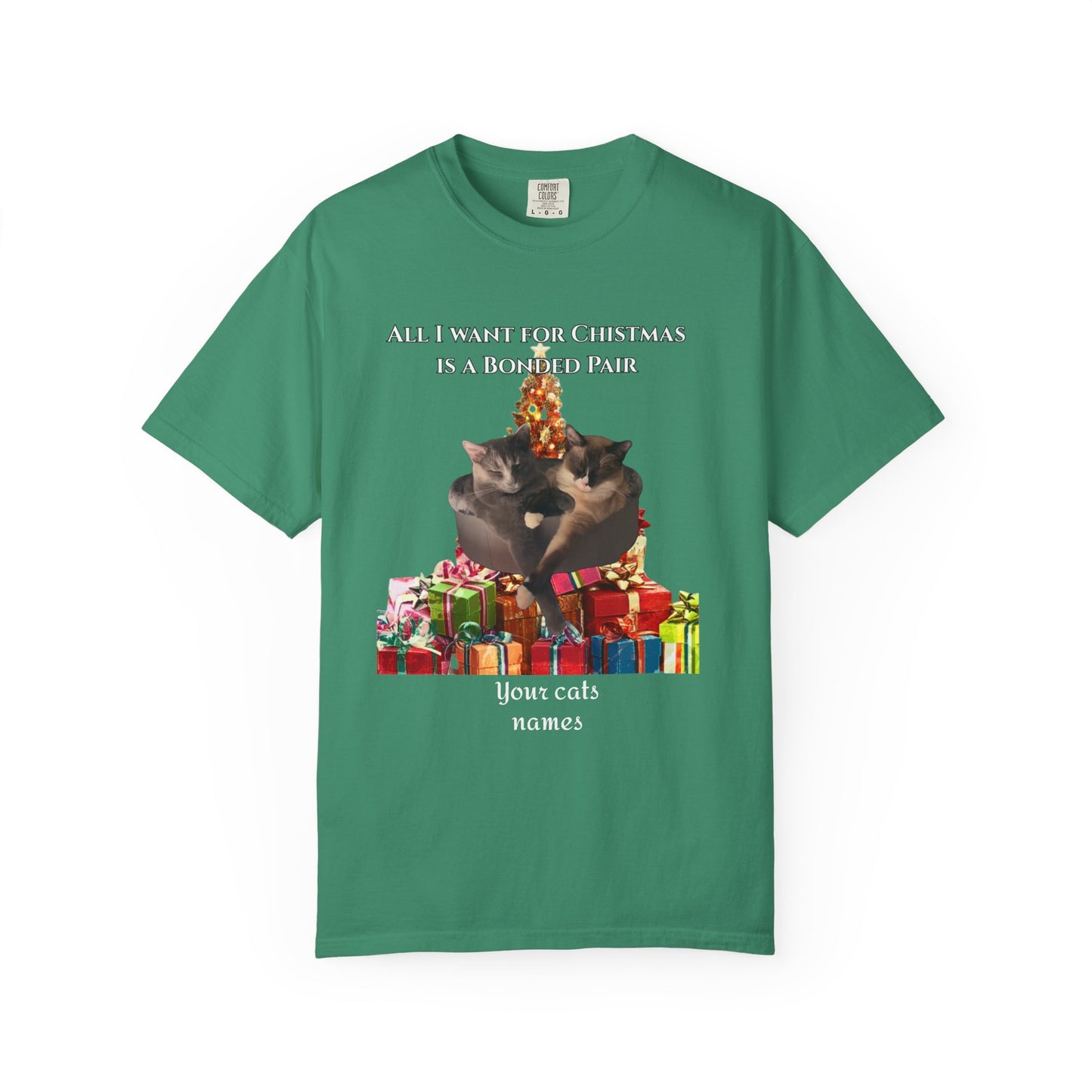 Christmas Cat Shirt — Personalizable Bonded Pair Photo Tee