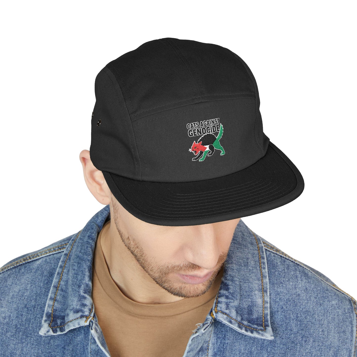 Embroidered 'Cats Against Genocide' Dino 5-Panel Cap